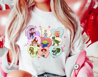 Camiseta de Toy Story Friends, camiseta de Toy Story para San Valentín, sudadera con personajes de Disney Love, suéter de Disney World Toy Story para San Valentín