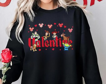 Koszulka Walentynkowa Toy Story, Różowa bluza Walentynkowa z postaciami Disneya, Koszulka Walentynkowa, Dopasowana koszulka Disney, Koszulka Wesołych Walentynek
