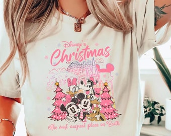 Mickey & friends Disney Christmas T-Shirt, Pink Christmas t-shirt sweatshirt, Mickey&#39;s very merry Christmas shirt, WDW Disneyland trip gift