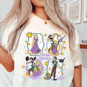 Coquette Bow Disney Tangled Rapunzel Floral Shirt, Disney Princess Rapunzel Flynn Rider shirt, Lost Princess Tee, Magic Kingdom Shirt,Disney