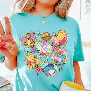 vintage chemise Winnie l'ourson confort couleurs, chemise ourson Disney rétro, chemise ourson et amis, chemise voyage Disney, chemise Disneyland
