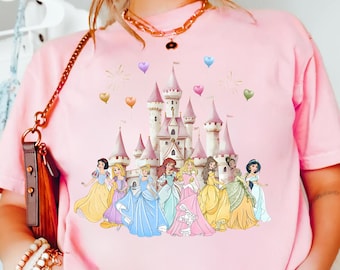 Comfort Colors Retro Disney Princess Shirt, Watercolor Princess Shirt, Disney Trip T-Shirt, Disney Princess, Disneyworld Princess Gift