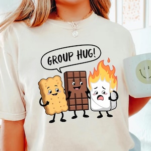 Group Hug S&#39;mores Shirt, Funny Camping Shirt, Camping Marshmallow Tshirt, Camp Lover Shirt, Camp Life Shirt, Friends Camping Tee,Camper Gift