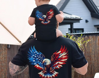 Camiseta americana "Pai e Menino", camiseta "Pai e Filho", camiseta "Família Patriótica", camiseta "Pai e Bebê" combinando, camiseta "Pai e Filho" do 4 de Julho