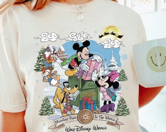 Comfort Colors® Disney Merry Christmas Shirt,Walt Disneyworld Character,Christmas Mickey And Friends Shirt,Christmas Tree Tee,Holiday Season