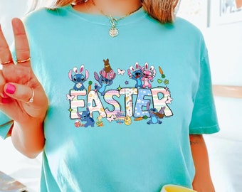 Stitch Ostern Shirt, Disney Lilo & Stitch T-Shirt, Osterhase Shirt, Ostern Frühling Shirt, lustiger Ostern Pullover, Stitch Bunny T-Shirt