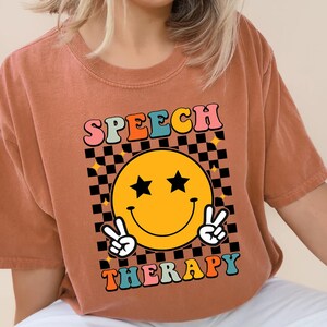 Speech Therapy Shirt, Retro Happy Face Speech Therapist Shirt, Speech Pathology Gift, Speech Pathologist Shirt, SLP Shirt