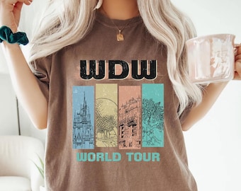 Retro WDW World Tour Comfort Colors Shirt, Disney World Shirt, Disney Vacation , Matching Disney Shirt, Disneyland Trip Disney Travel Shirt
