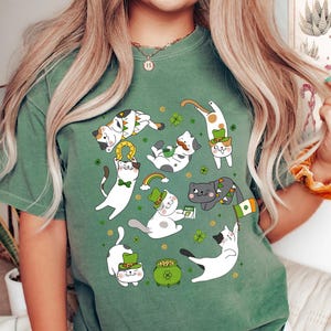 St Patricks Day Cats Shirt, Funny Irish Cats Shirt, Patricks Day Shirt, Cat with Shamrocks Shirt, St Patty&#39;s Day, Gift For Cat Lover