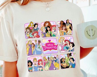 Komfort Farben Geschenk, Retro Disney Prinzessin Shirt, Aquarell Prinzessin Shirt, Disney Trip T-Shirt, Disney Prinzessin, Disneyworld Prinzessin Geschenk