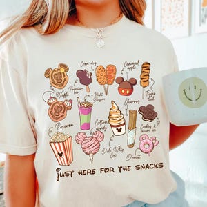 Comfort Color® Just Here For The Snacks Shirt, Mickey And Friends T-Shirt, Disney Snacks Sweater, WDW Family Trip Tee, Disney Food Shirt