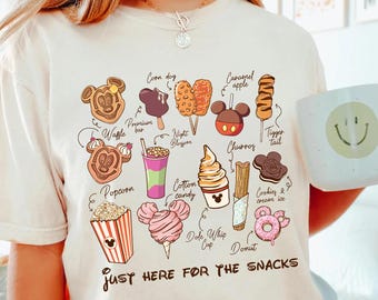 Comfort Color® Just Here For The Snacks Shirt, Mickey And Friends T-Shirt, Disney Snacks Sweater, WDW Family Trip Tee, Disney Food Shirt