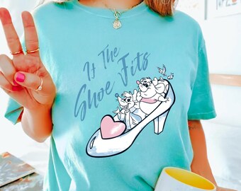 Comfort Colors® Retro Jaq and Gus If The Shoe Fits Shirt, Disney Cinderella Shirt, Disney T-Shirt, Disneyland Family Matching Shirts