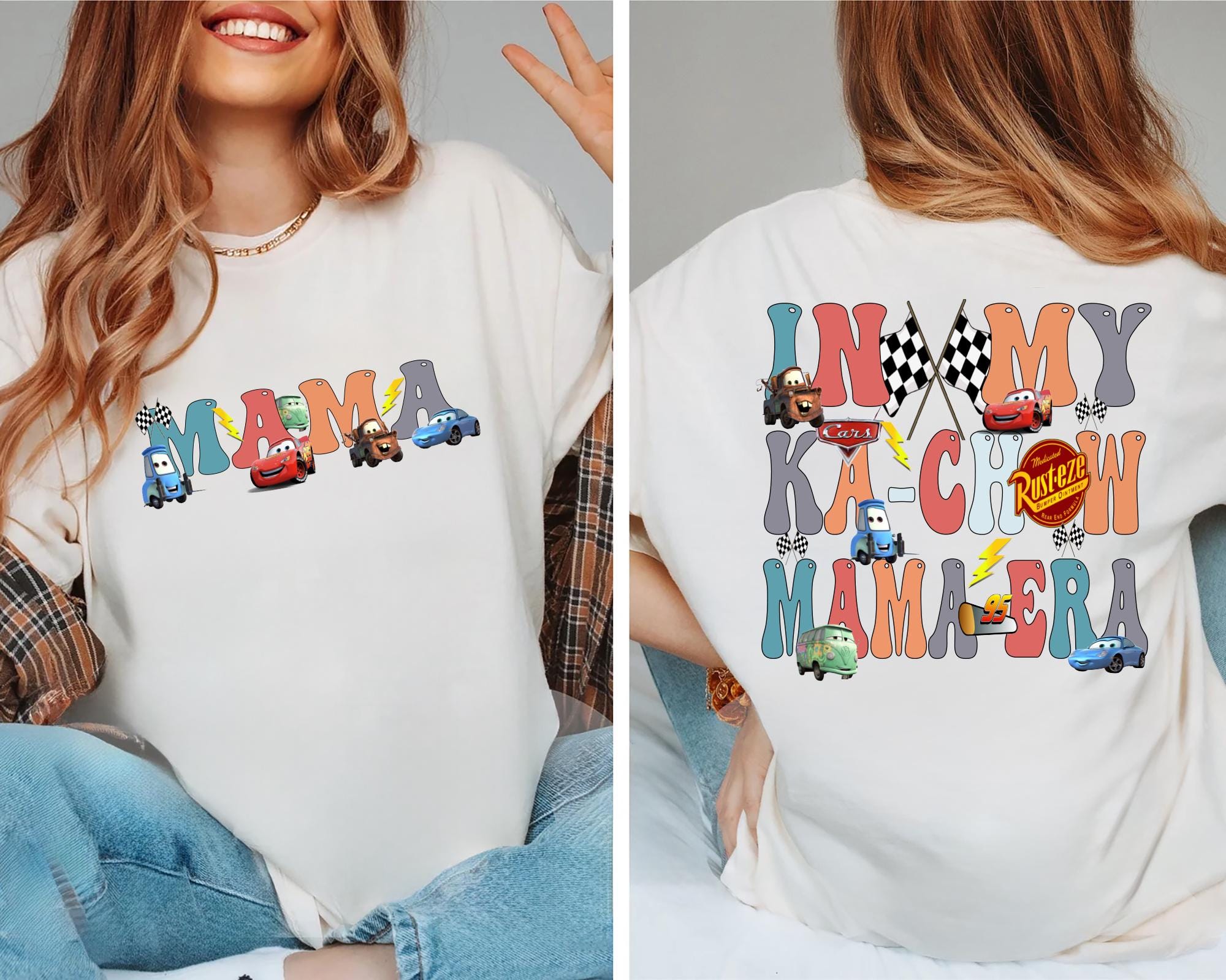 In My Ka-Chow Mama Era 2 Sided Shirt, Mothers Day Shirt, Pixar Lightening McQueen Shirt, Cars Sally Shirt, Disney Cars Shirt
