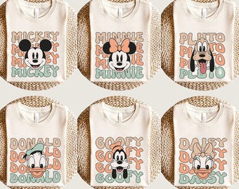 Camiseta retro de Disneyland, camiseta de todos los personajes de Disney, camiseta de Mickey y sus amigos, camiseta de grupo de Disney, camiseta familiar de Disney, viaje a Disney