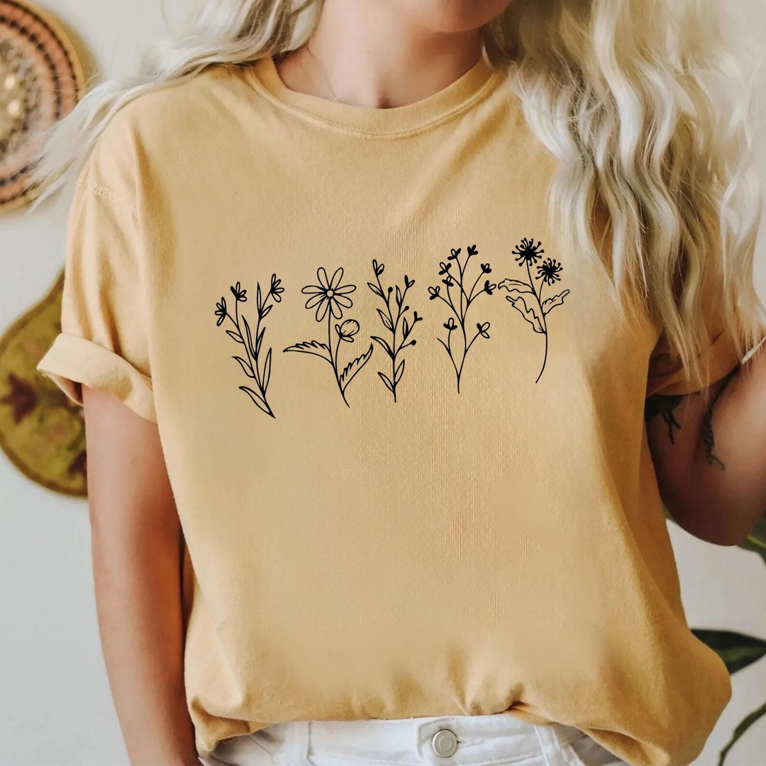 Comfort Colors® Wildflower Shirt, Floral Cottagecore Shirt, Botanical ...