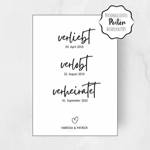 Poster Verliebt, verlobt, verheiratet Hochzeitsgeschenk / Ausdruck oder PDF