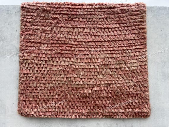 Hand Knotted Pink Jute Rug: Chunky Eco-Friendly Texture