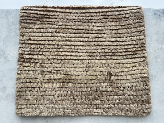 Hand Knotted Jute Rug: Natural Beige, Chunky Weave Floor Decor