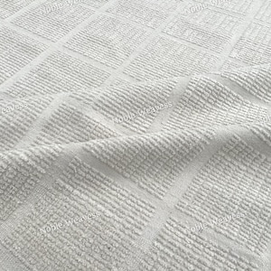 Hooglaagpolig wollen vloerkleed | Handgeknoopt modern ivoorwit getextureerd tapijt | Aangepast formaat 5 x 7 6 x 9 8 x 10 9 x 12 handgemaakt vloerkleed. GRATIS VERZENDING