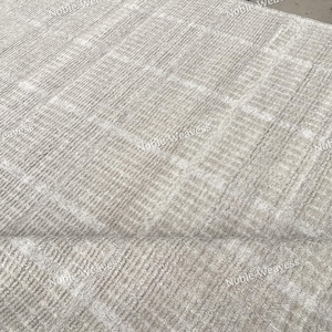 Beige crème handgeknoopt vloerkleed | Hooglaagpolig modern wollen tapijt | Minimalistisch vloerkleed met textuur, aangepast 6 x 9 8 x 10 9 x 12 10 x 14. GRATIS VERZENDING