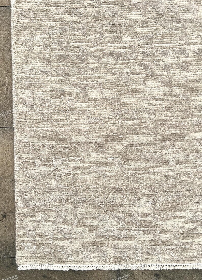 Sand Patterned Rug Modern Beige Sand Hand Knotted Wool Rug Luxury Abstract Solid Textured ...