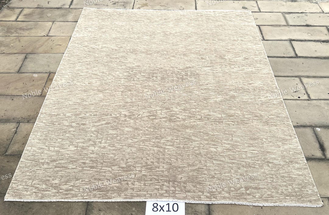 Sandy Texture Rug Modern Beige Sand Hand Knotted Wool Rug Luxury Abstract Solid Textured ...