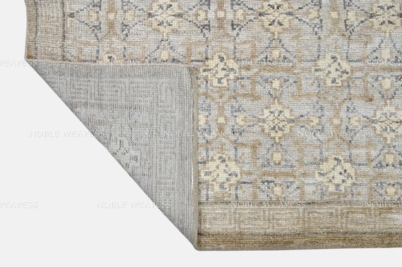 Hand Knotted Ghazni Wool Rug: Oushak Medallion Design, 8x10 ft.