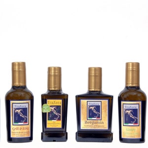 MIXED PACK of fine condiments in extra virgin olive oil VitaNova "Vitruvio". Bergamia, Limey, Grill&BBQ, Limonum, Pepentone.