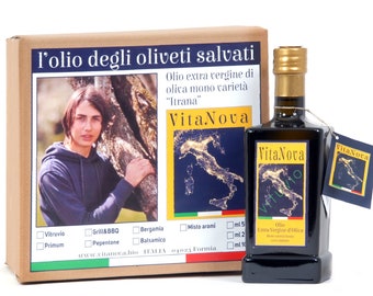 6 bouteilles d'huile VitaNova "Vitruvio" EVO 500 ml, très riches en polyphénols, monovariété "Itrana" extraite à froid, provenant d'oliveraies conservées.