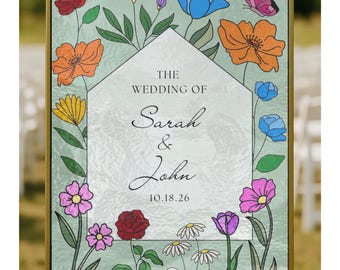 Stained Glass Wedding Welcome Sign Template – DIY Floral Design (Digital Download)