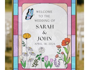 Stained Glass Welcome Sign Template: DIY Wedding & Party Stencil (18x24" Canva Editable, Digital Download)