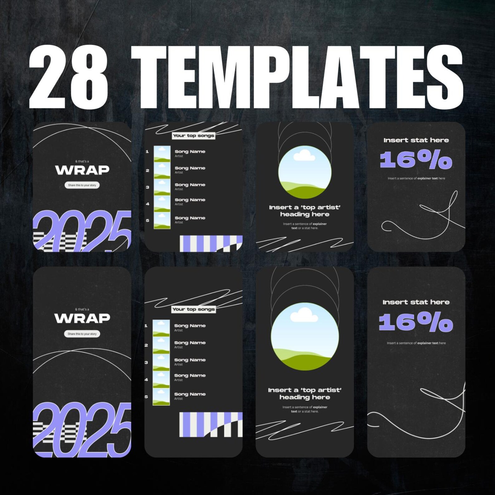 Layout Wrapped Editable Wrapped 2025 Bundle | Editable Canva Post & Story Templates (28 Pack ...