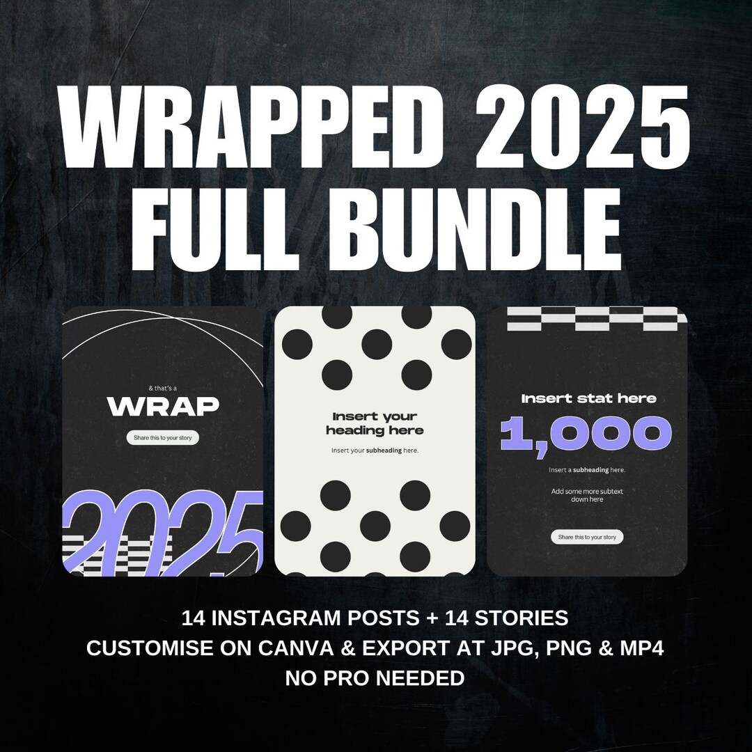 Layout Wrapped Editable Wrapped 2025 Bundle | Editable Canva Post & Story Templates (28 Pack ...