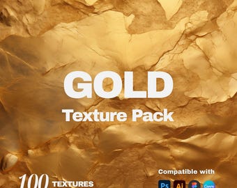 Gold Texture Pack | 100 Gold Foil Textures for Graphic Designers | Metallic Gold Overlay PNG | Branding Design Assets Digital Download
