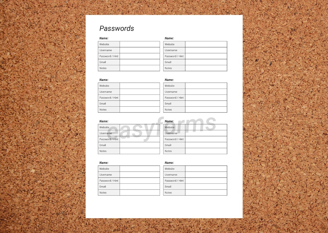 Password List | Printable Password Tracker | Editable Password Log ...