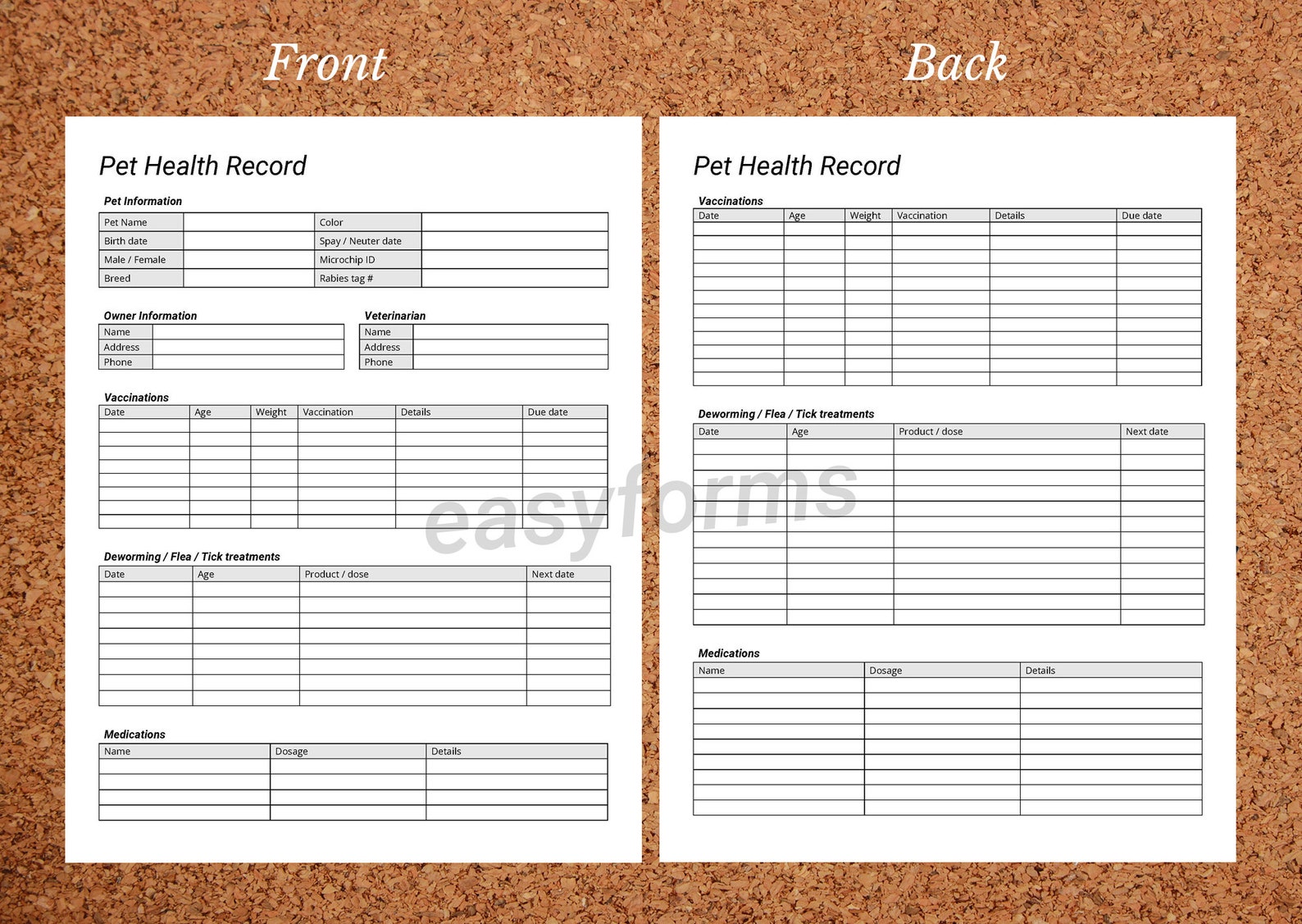 Pet Health Record Template Puppy Vaccination Record Pet Medication