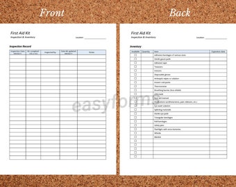 First Aid Kit Inspection Checklist & Inventory (Printable/Fillable PDF)