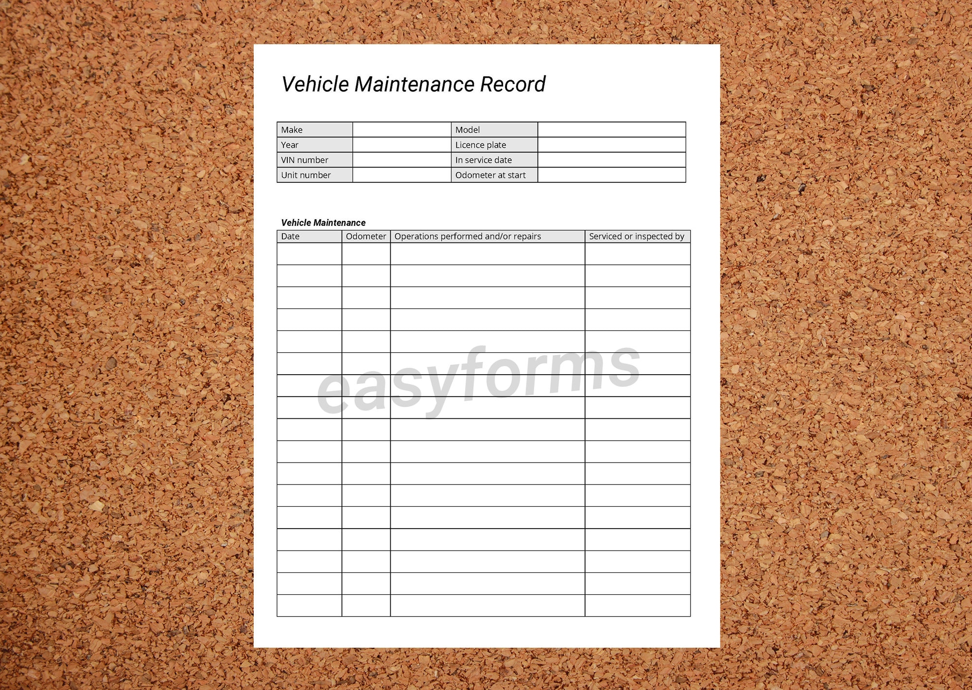 Vehicle Maintenance Log: Printable Car Service Record (PDF, Word)