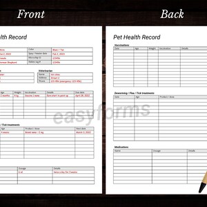 Pet Health Record Template | Puppy Vaccination Record | Pet Medication ...