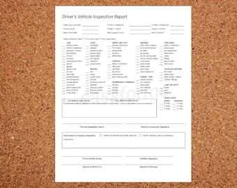 Raport z inspekcji kierowcy ciężarówki: lista kontrolna przed i po podróży (plik PDF do druku)