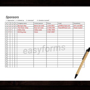 Sponsorship Form Template | Donation Signup | Fundraising Sheet ...
