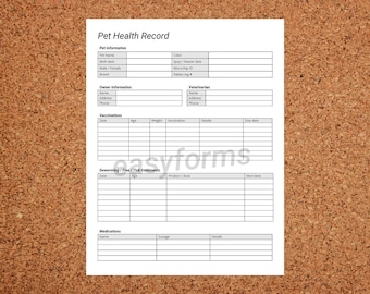 Pet Health Record Template | Puppy Vaccination record | Pet medication record | Deworming treatments | Vet record
