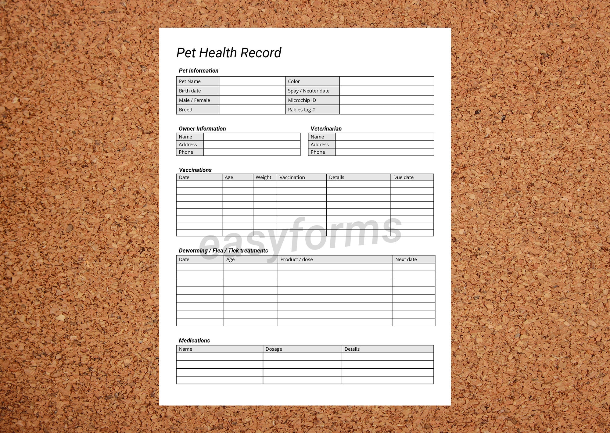 Pet Health Record Template | Puppy Vaccination Record | Pet Medication ...