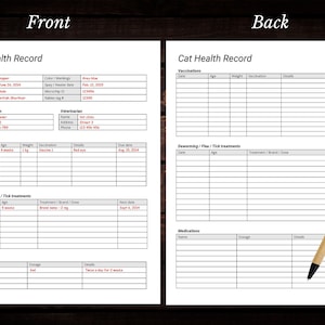 Cat Health Record Template | Kitten Vaccination Record | Feline ...