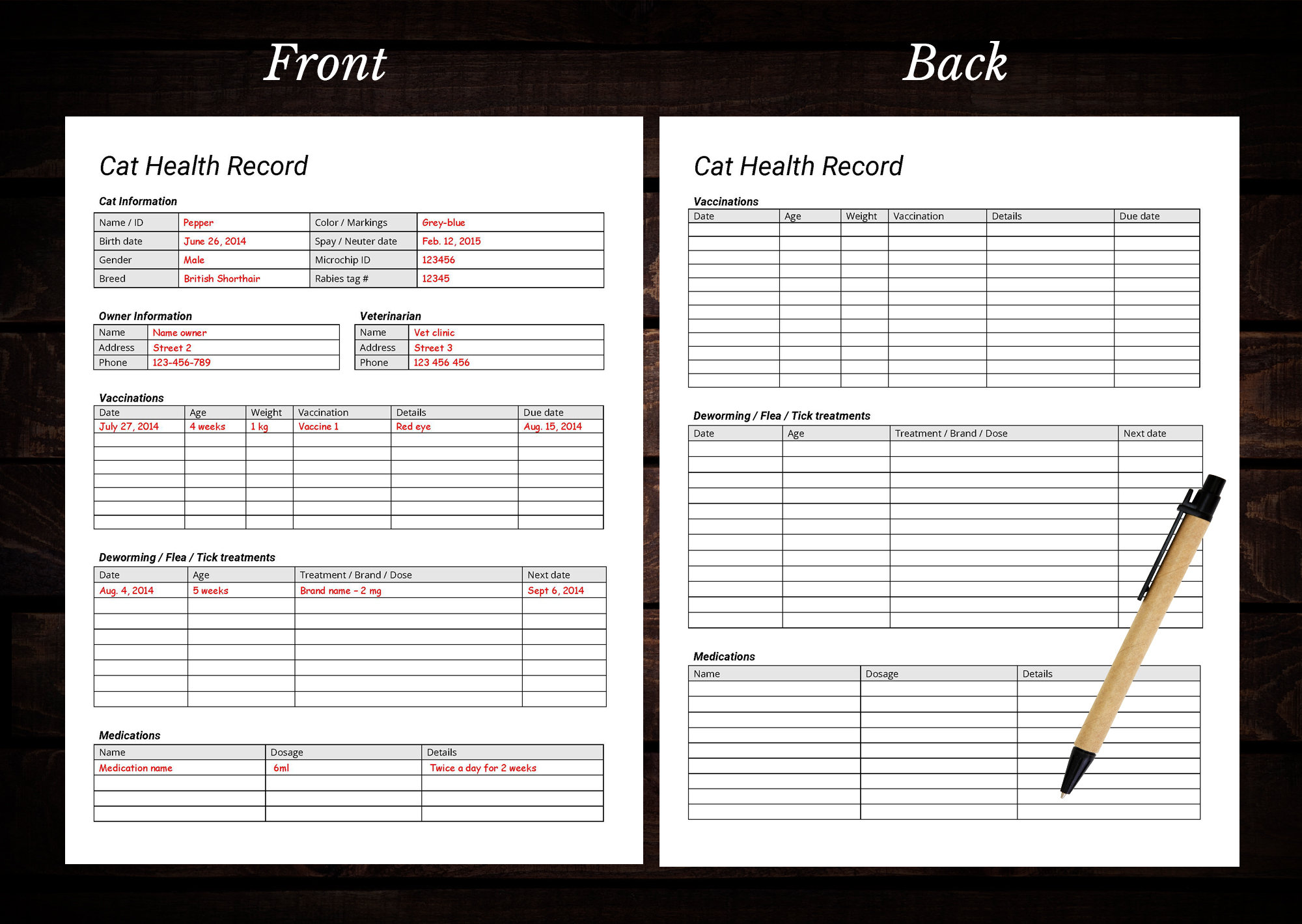 cat-health-record-template-kitten-vaccination-record-feline-medication