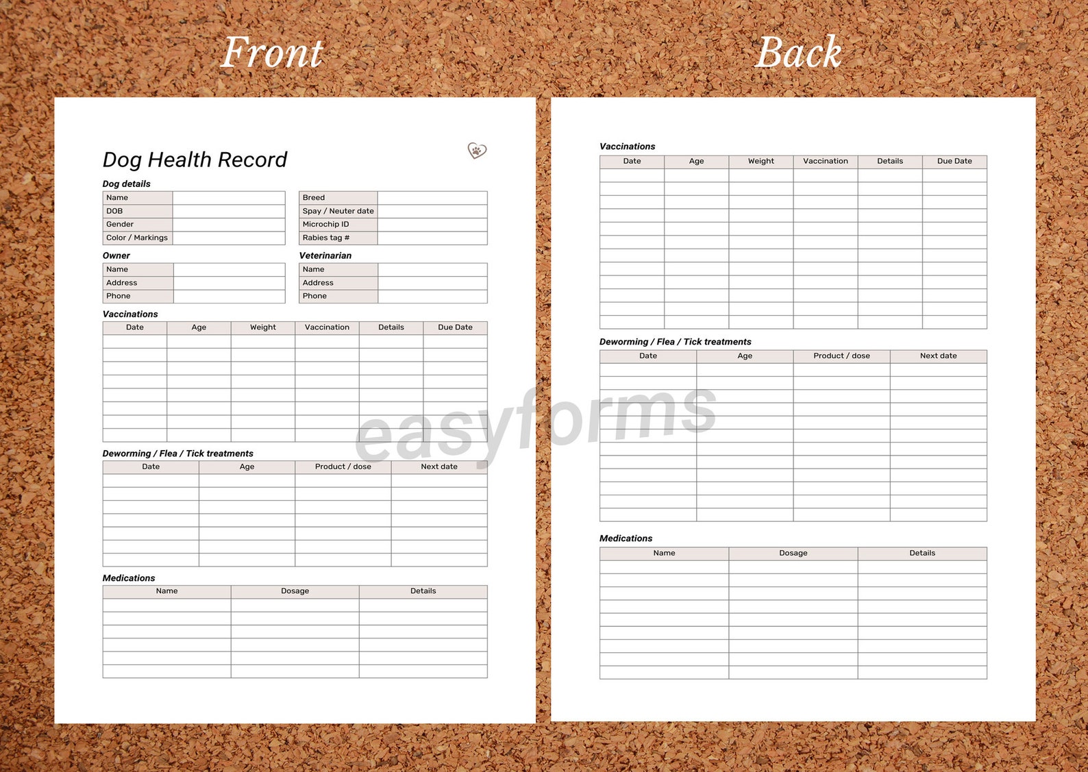 Dog Health Record Canva Template | Puppy Vaccination Record | Pet ...