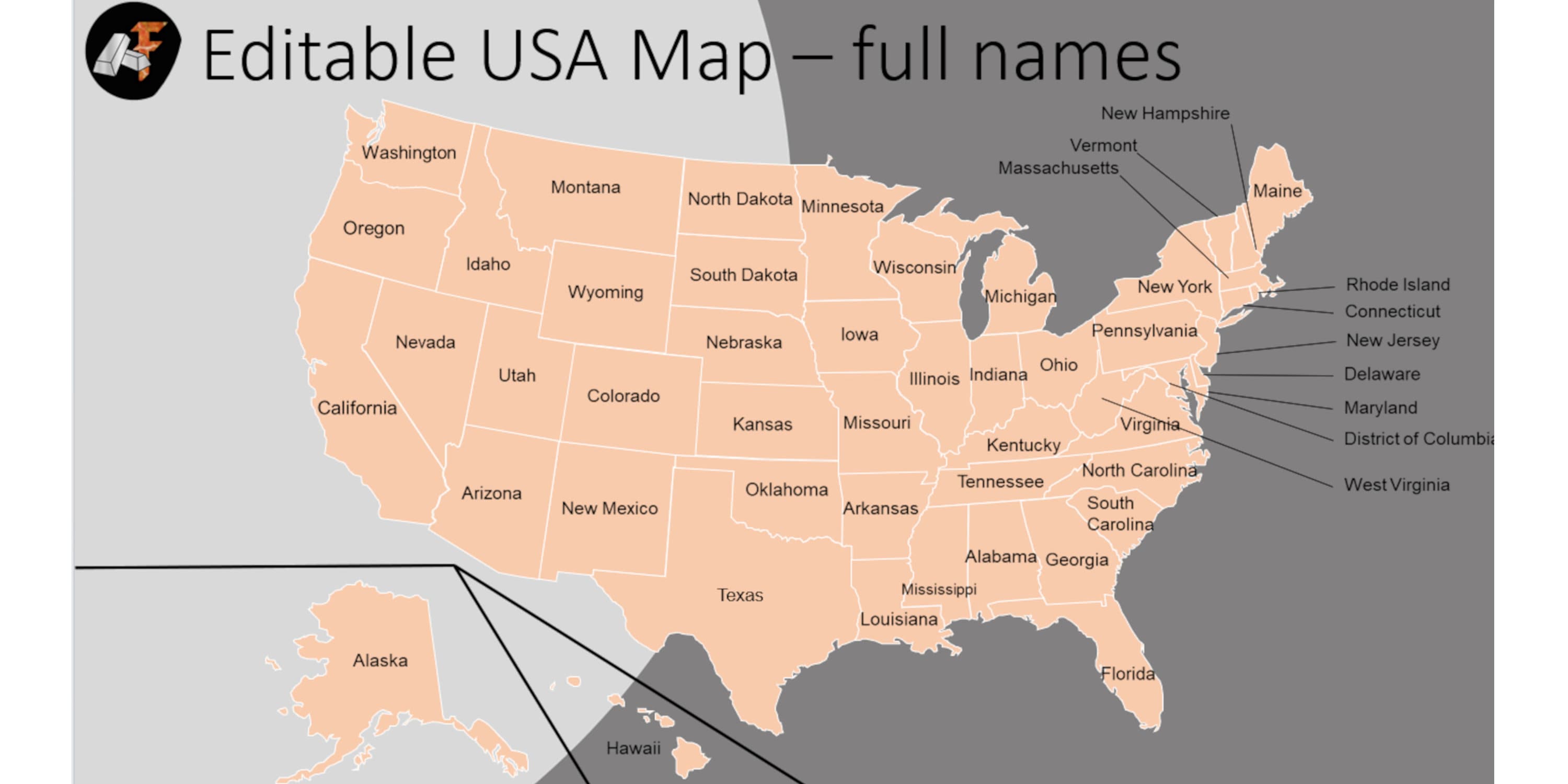 Editable USA Map State Names, Abbreviations and State Flags Included Etsy