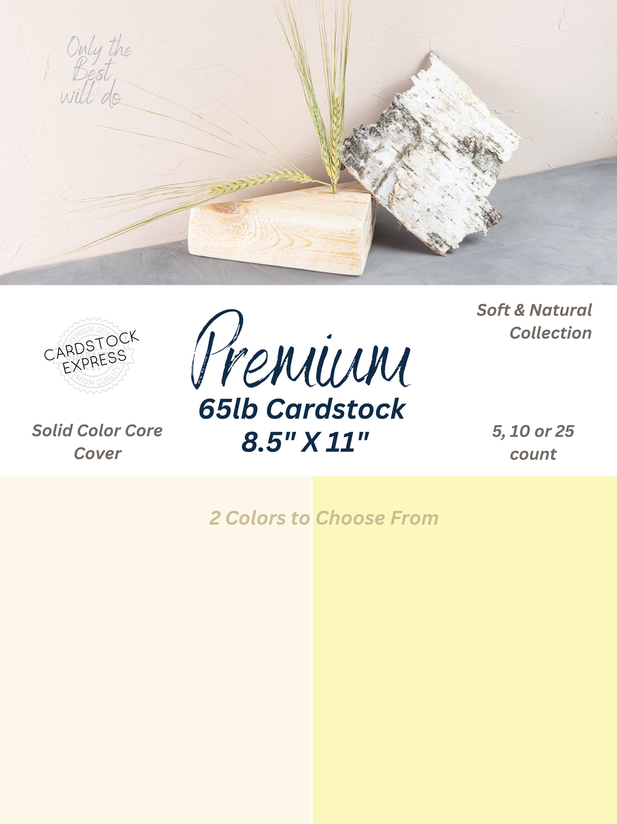 Canary yellow and Cream 65lb Premium Cardstock for Print and 