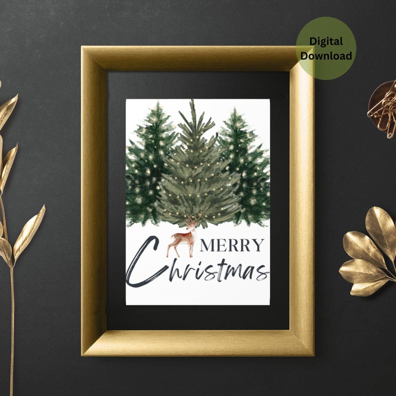 MERRY CHRISTMAS/ Holiday Wall Art/ Festive Printable/ Etsy